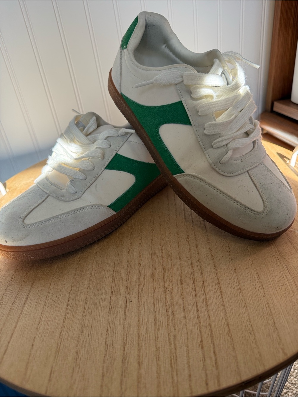No Boundaries White and Green Women's Sneakers